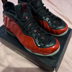 Nike Metallic Red and Black Foamposite Basketball Shoes
